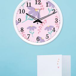 RANDOM White & Pink Printed Round 30cm Analogue Wall Clock-12