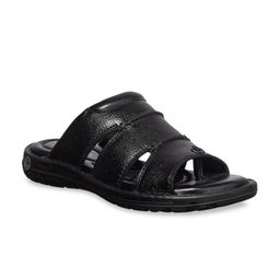Khadims Men Black Leather Comfort Sandals-image-99