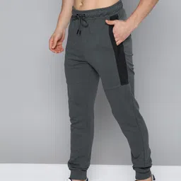 Harvard Men Grey Solid Pure Cotton Joggers-image-49