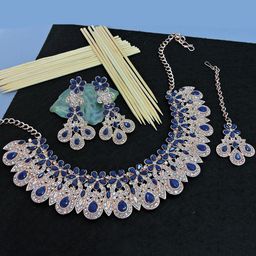 Anouk Rose Gold-Plated Stones Studded Jewellery Set-image-60