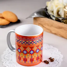 KOLOROBIA Orange & Blue Dazzling Ikat Printed Ceramic Mug-image-54