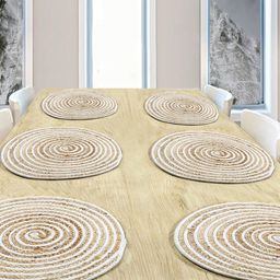 BELLA TRUE Set Of 6 Beige & White Striped Table Placemats-13