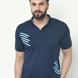 ARMISTO Men Blue Striped Polo Collar Dri-FIT T-shirt-image-87