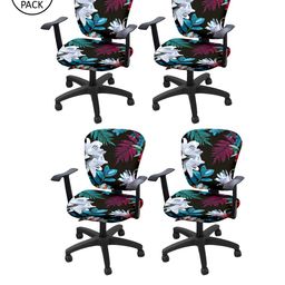 Cortina Set of 4 Black & Blue Printed Chair Covers-picture-3