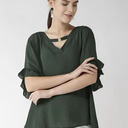 Antheaa Women Green Solid Styled Back Top-picture-35