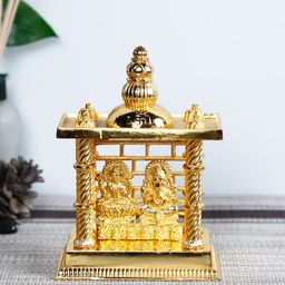 CraftVatika Gold-Toned Laxmi Ganesha Temple Idol Showpiece-image-8