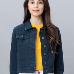 Tokyo Talkies Women Navy Blue Solid Denim Jacket-47