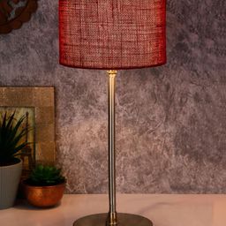 Devansh Maroon Solid Contemporary Buffet Lamp with Steel Base-6