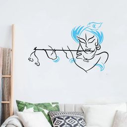 rawpockets Blue & Black Lord Krishna Wall Sticker-image-77