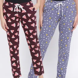Kanvin Women Pack of 2 Printed Pure Cotton Lounge Pants-38
