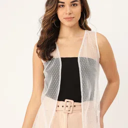 Rute Women White Self-Design Open Front Net Shrug-16