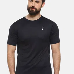 Campus Sutra Men Black Solid Round Neck T-shirt-image-80