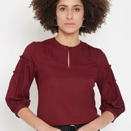 La Zoire Women Maroon Solid Top-picture-17