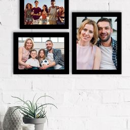 eCraftIndia Set Of 3 Black Solid Memory Wall Collage Photo Frames-15