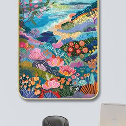 SAF Blue & Pink Floral Printed Wooden Wall Art-picture-7