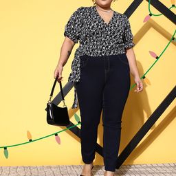 Berrylush Curve Women Floral Print Crepe Wrap Top-picture-21