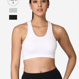 ABELINO Black & Grey Melange Pack of 3 Full Coverage Workout Bra-18