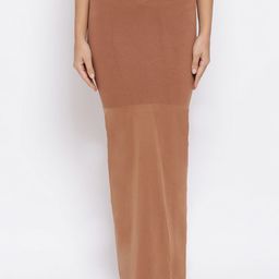 Clovia Women Brown Solid Knitted Saree Shapewear-picture-30