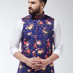 SOJANYA Men Blue Printed Nehru Jacket-57