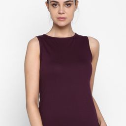 appulse Women Burgundy Solid Round Neck Slim Fit T-shirt-image-73