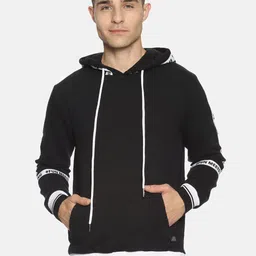 Campus Sutra Men Black Solid Hooded Sweatshirt-picture-44