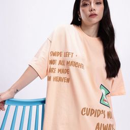 Kook N Keech Typography Printed Drop-Shoulder Sleeves Pure Cotton Oversized T-shirt-image-80