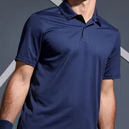 Artengo By Decathlon Men Navy Blue Solid Tennis T-shirt Dry 100-image-36