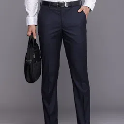 Louis Philippe Men Textured Slim Fit Formal Trousers-picture-8