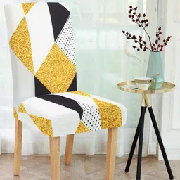 Cortina White & Yellow Printed Chair Cover-image-96