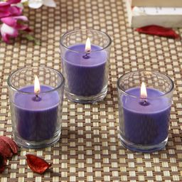 HOSLEY Set Of 3 Purple Solid Highly Fragranced Lavender Fields Filled Glass Candles-19