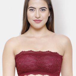FashionRack Maroon Lace Non-Wired Lightly Padded Bandeau Bra 8043-picture-33