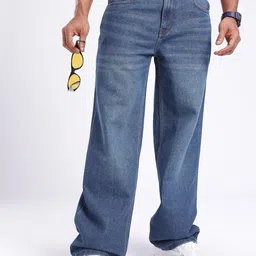 glitchez Men Light Fade Wide Leg Jeans-image-42