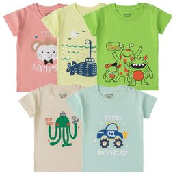 Luke & Lilly Boys Pack Of 5 Printed T-shirt-47