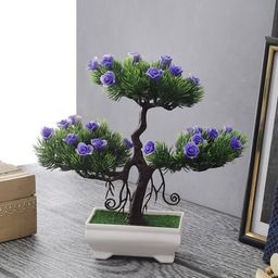 FOLIYAJ Green & Purple Artificial Plant With Pot-8