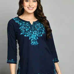 QAZMI Floral Kashmiri Aari Embroidered Kurti-picture-46