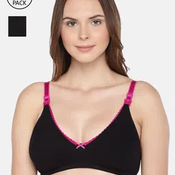 Inner Sense Black Solid Set of 2 Non-Wired Non Padded Maternity Sustainable Bra IMB003C_3C-48