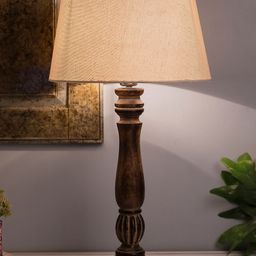 Homesake Brown & White Solid Classic Victorian Handcrafted Table Lamp with Shade-12