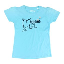 Minnie Girls Blue Printed Round Neck T-shirt-image-94