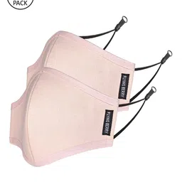 FLYING BERRY Adults Pink Pack Of 2 Solid 3-Ply Reusable Anti Pollution Linen N95 Masks-74
