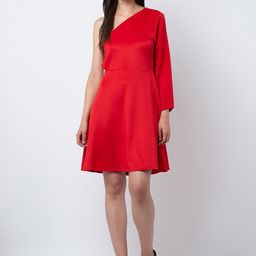 DODO & MOA Women Red Fit and Flare Dress-30