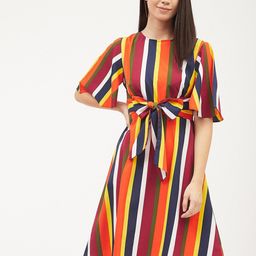 Harpa Women Multicoloured Striped A-Line Dress-image-95