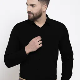 English Navy Men Black Slim Fit Formal Shirt-image-124