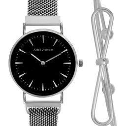 JOKER & WITCH Women Black & Silver-Toned Metallic Bow Watch & Bracelet Gift Set JWBS346-image-20