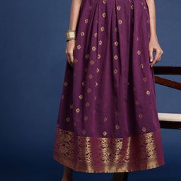 Taavi Women Ethnic Motifs Printed Pleated A-Line Woven Legacy Skirt-46
