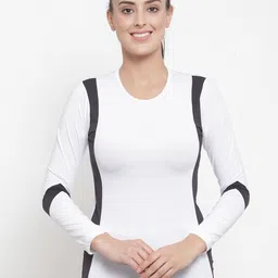 Boston Club Women White Striped Slim-Fit Round Neck T-shirt-picture-43