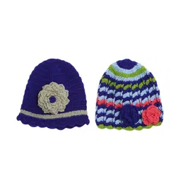 CHUTPUT Unisex Kids Pack Of 2 Blue Self Design Beanie-8