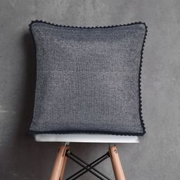 Mezposh Grey & Navy Blue Set of Single Self Design Square Cushion Covers-33