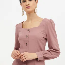 Harpa Peach-Coloured Square Neck Empire Top-image-2