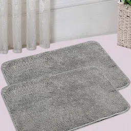 Saral Home Set Of 2 Grey 1200 GSM Solid Cotton Bath Rugs-87
