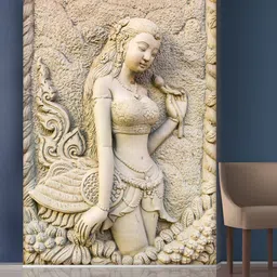 999Store White Leaves & Standing Angel Mural Wall Sticker-picture-7